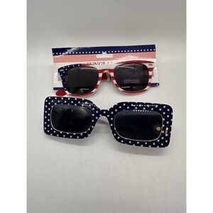 2 Pair Patriotic American Flag Sunglasses Red White‎ Blue Stars Stripes